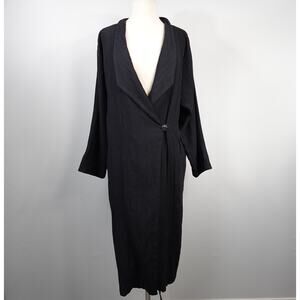 Kiss of the Wolf Black Duster Coat Long Trench Cape Art to Wear Painted Silk XS